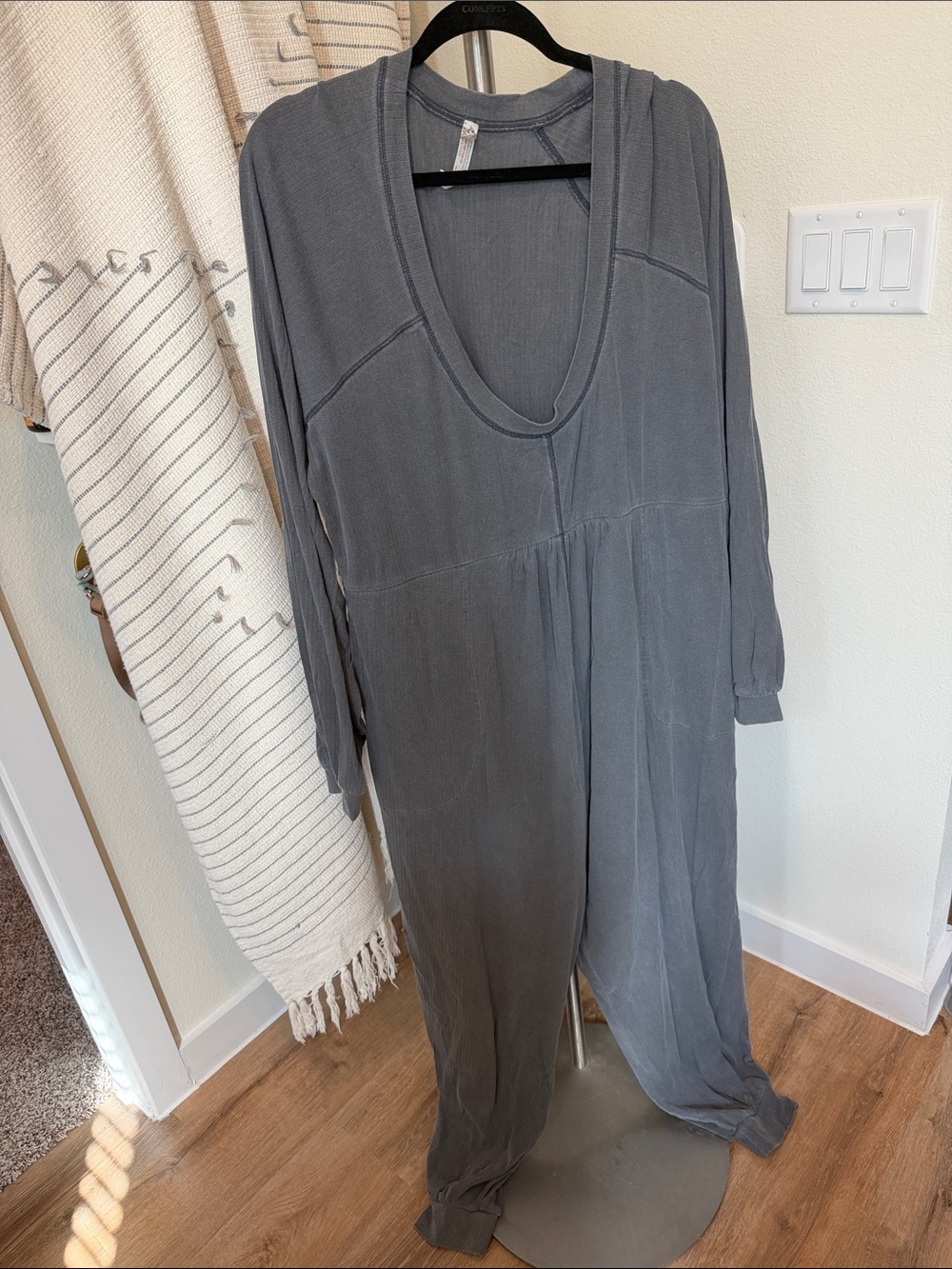 Free People Relaxed Long Sleeve Gray Women's jumpsuit